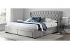 4ft6 Double Curved,buttoned,tall head end. Grey fabric upholstered drawer storage bed frame 3