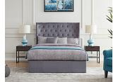 4ft6 Double Grey fabric winged back ottoman bed frame 3