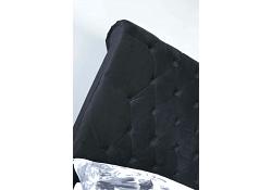 4ft6 Double Sleigh style Orb, button back headend, black velvet fabric finish bed frame 3