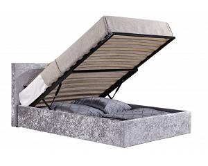 3ft Single Berlinda Fabric upholstered ottoman bed frame Steel Crushed Velvet