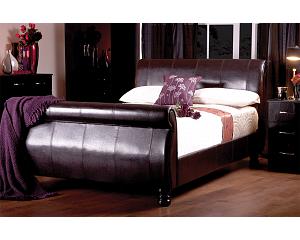 4ft6 Diego Dark Brown Faux Leather Scroll Top Bed Frame