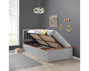 3ft single, Grey wood ottoman gas lift up storage bed frame