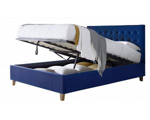 5ft King Size Kingston Blue Velvet Ottoman Storage Bed Frame
