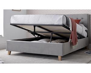 4ft6 Double Kingston Grey Velvet Ottoman Storage Bed Frame