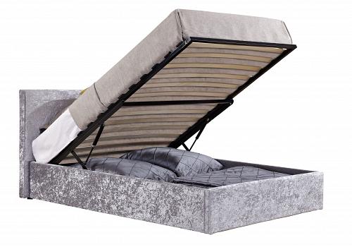 3ft Single Berlinda Fabric upholstered ottoman bed frame Steel Crushed Velvet 1