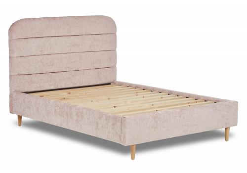 5ft King Size Canterbury fabric upholstered bed frame,horizontal lines with curved head end. 1