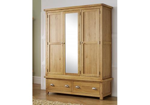 Real Solid Oak Woburn Bedroom Furniture - 3 Door, 2 Drawer Wardrobe 1